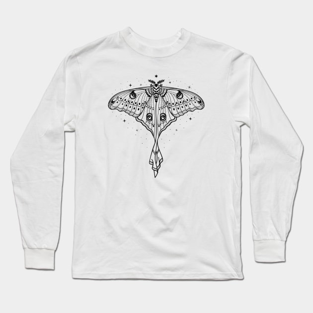 Starrry Luna Moth - Actias Luna Long Sleeve T-Shirt by CelestialStudio